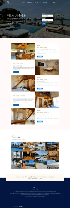 Layout do site da pousada vila amalê